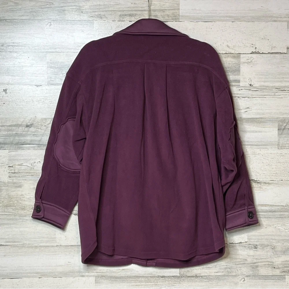 NWOT Zenana Cozy in the Cabin Fleece Shacket with Patch Elbows - Plum - Picture 3 of 8